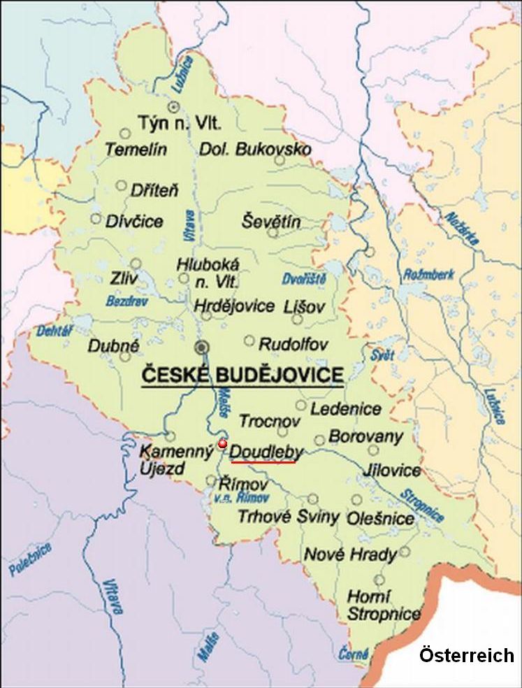 Mapa okresu esk Budjovice